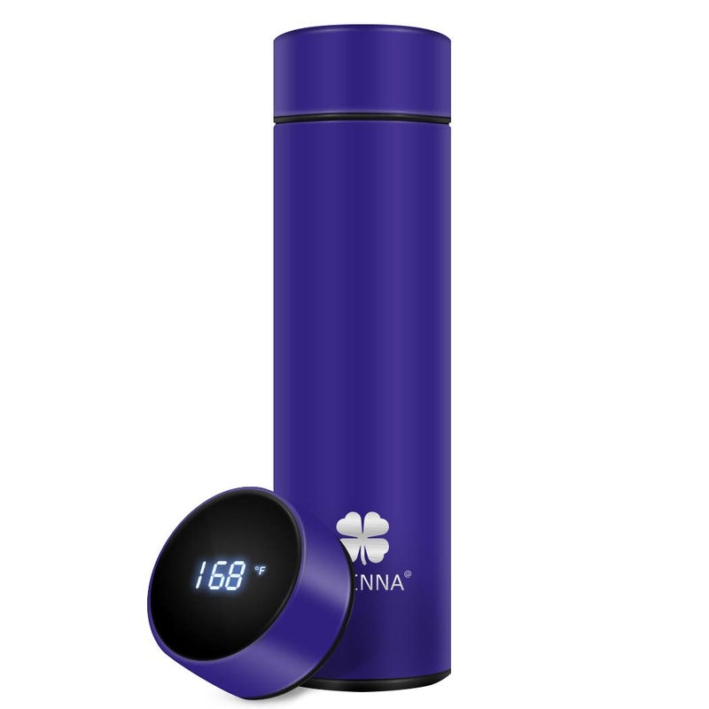 Insulated bottle,Coffee bottle,Tea Infuser Bottle,Smart Sports Water Bottle with LED Temperature Display,Double Wall Vacuum Insulated Water Bottle, Stay Hot/Cold for 24 Hr (Blue)